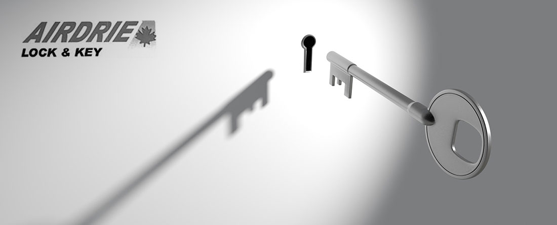 Airdrie Lock & Key logo with lock and key
